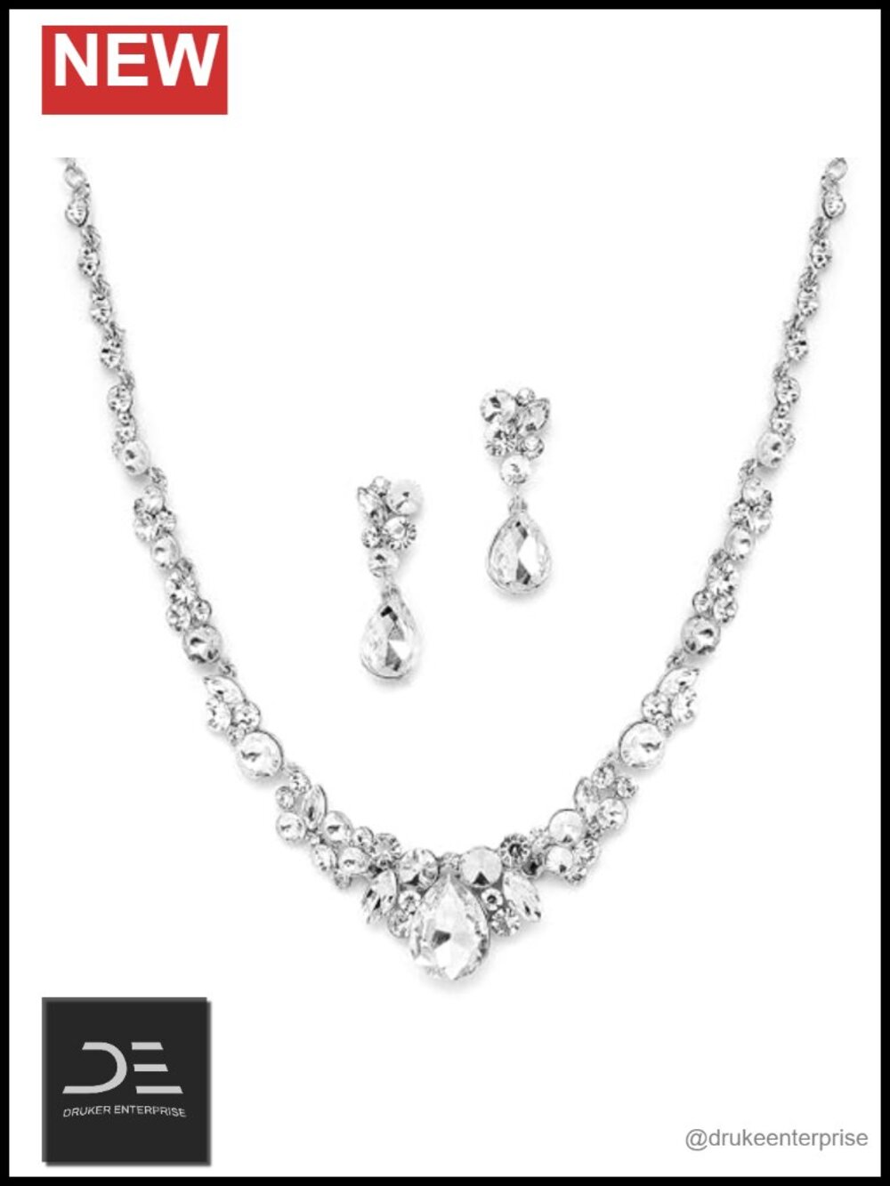 Crystal Bridal Jewelry Set Necklace Earrings with Gift Box